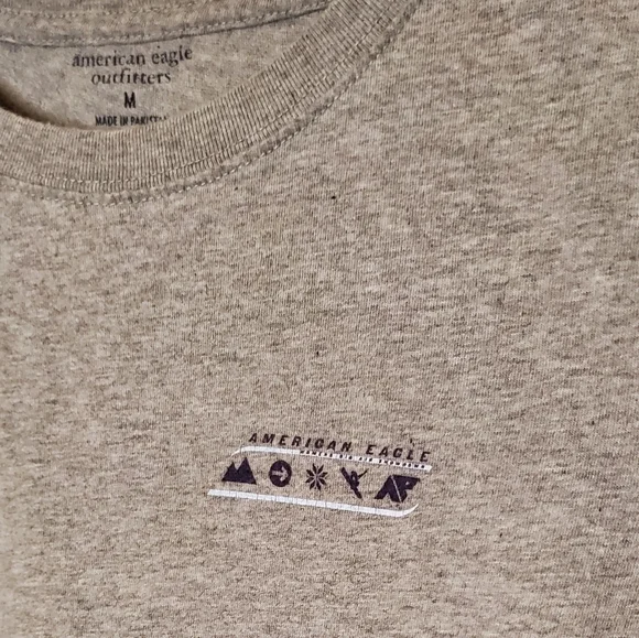 Snowboard Style Gray Long Sleeve T-Shirt with American Eagle Logo and Graphics - Picture 5 of 7